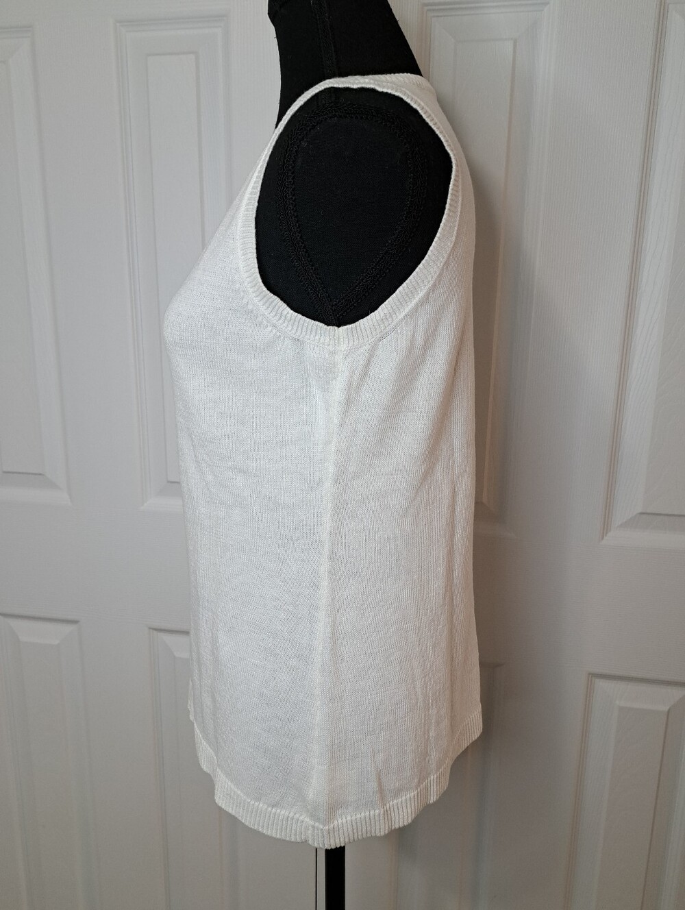 Talbots Petites Sleeveless Knit Sweater White Size Medium Linen Cotton Classic - Picture 5 of 13